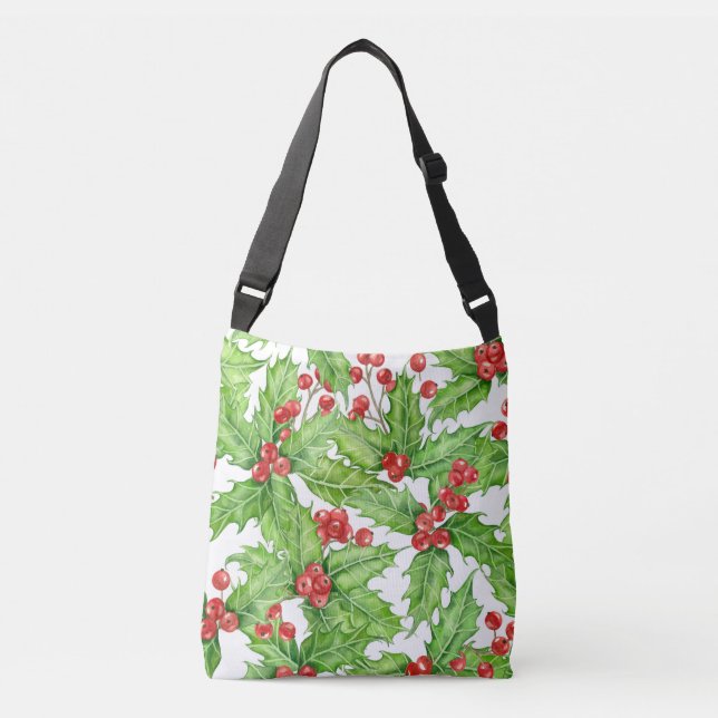 Sac Ajustable Motif de Noël à l'aquarelle de baie blanche (Devant)