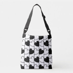 Sac Ajustable Motif des rayures de coeur noir et blanc
