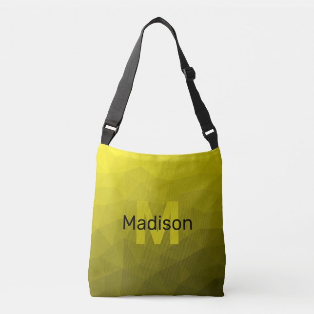Sac Ajustable Motif en maille géométrique gris foncé jaune (Devant)