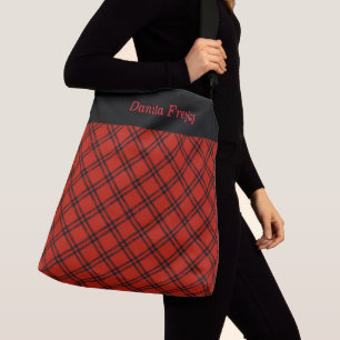 Sac Ajustable Noël carreaux noir et rouge personnalisé