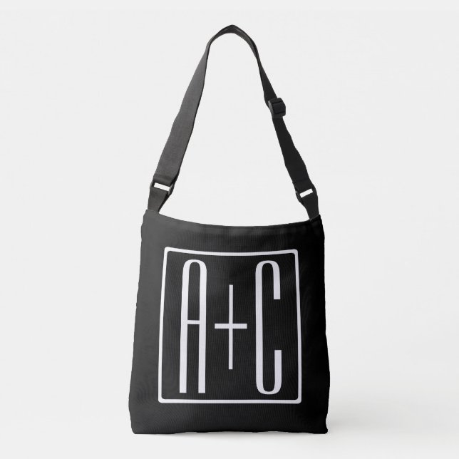 Sac Ajustable Noir & Blanc | Initiales de couple (Devant)