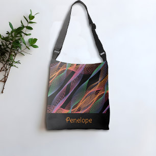 Sac Ajustable Noir élégant nom ondulé coloré