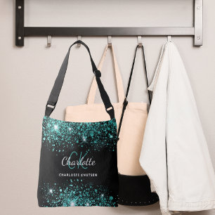 Sac Ajustable Noir turquoise vert parties scintillant monogramme