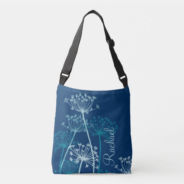 Sac Ajustable Nom de cervil de fleur turquoise graphique (Devant)