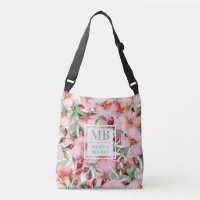 Nom du monogramme Aquarelle de la fleur de cerisie