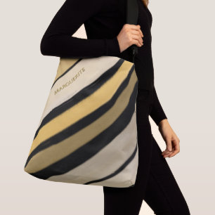 Sac Ajustable Nom personnalisé Or Noir Crème Rayures