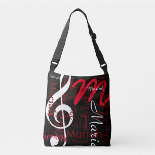 Sac Ajustable note de musique de clef de treillis + noms rouges 
