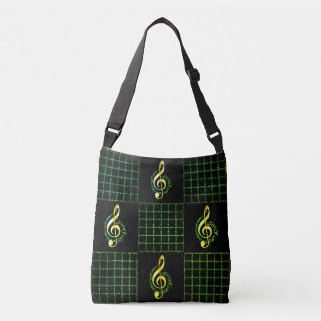 Sac Ajustable Notes de basse Black & Green Music (Devant)