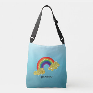 Sac Ajustable nuage pailleté or faux brillant avec arc-en-ciel