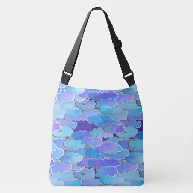 Sac Ajustable Nuages japonais, Twilight, Violet et Bleu Cobalt (Devant)
