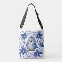 Oiseau bleu avec des fleurs