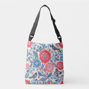 Sac Ajustable Oiseaux D'Art Folk Fraise Et Fleurs