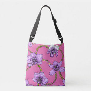 Sac Ajustable Orchidées et chaînes, violet et rose