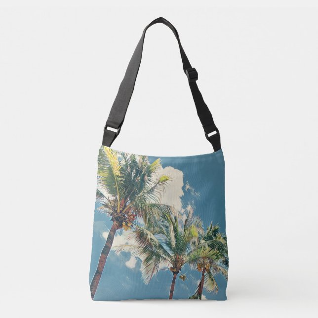 Sac Ajustable Palmier tropical bleu et vert (Devant)