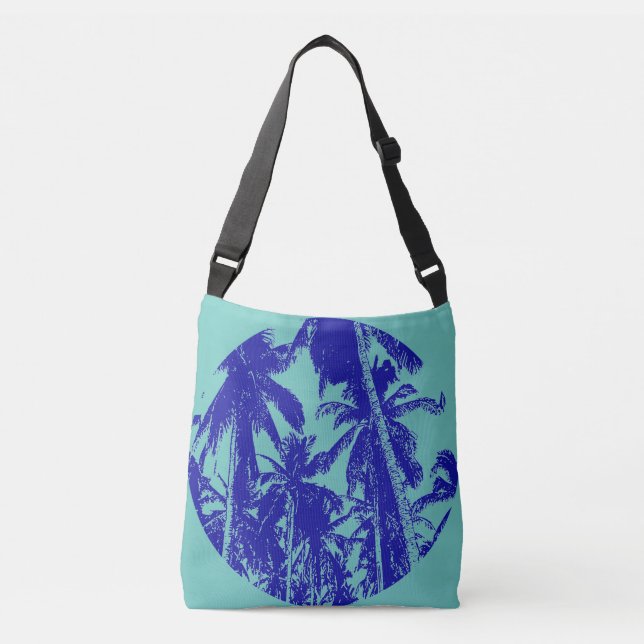 Sac Ajustable Palmiers tropicaux Design circulaire en bleu (Devant)
