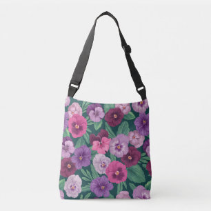 Sac Ajustable Pansies colorées sur bleu vert foncé