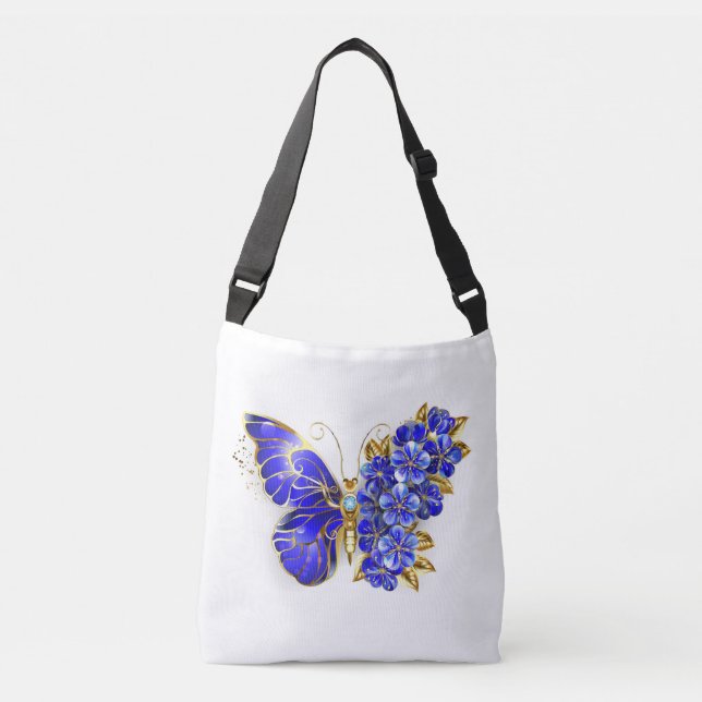 Sac Ajustable Papillon saphir à fleurs (Devant)