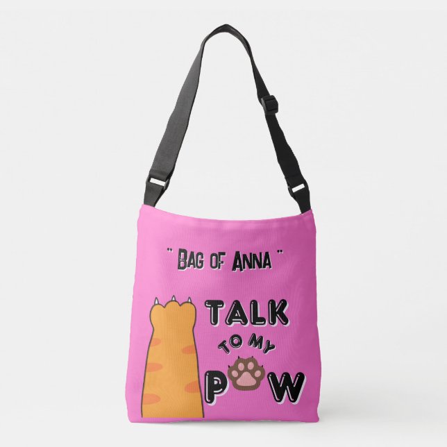 Sac Ajustable Parlez à mon Paw en rose chaud Personnalisé (Devant)