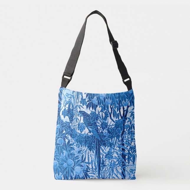 Sac Ajustable Parrot dans un cadre de jungle, Indigo bleu et bla (Devant)