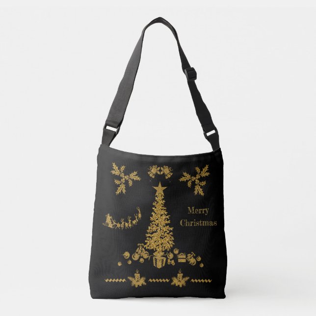 Sac Ajustable Parties scintillant d'or Noël, Joyeux Noël (Devant)