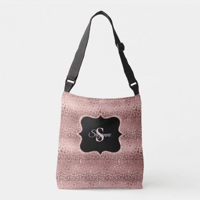 Sac Ajustable Parties scintillant d'or Rose fille Leopard Monogr (Devant)