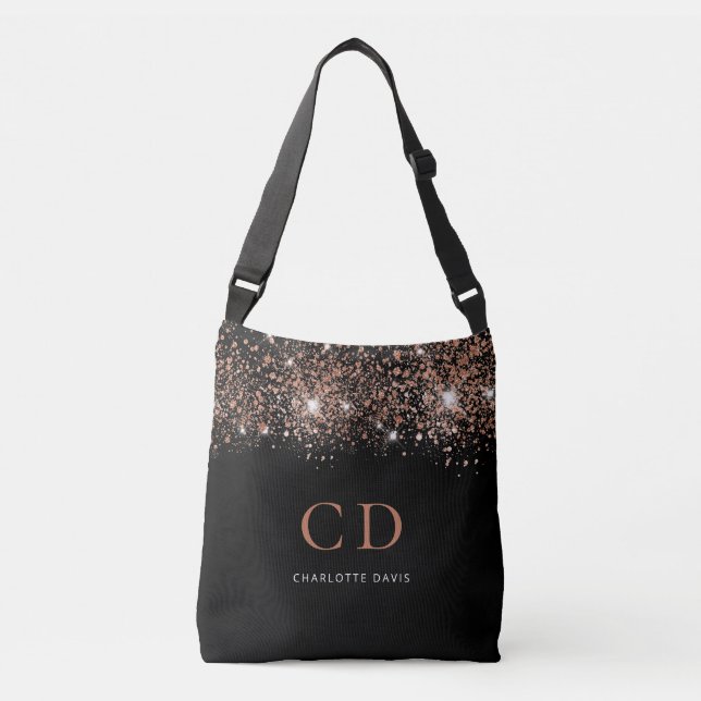 Sac Ajustable Parties scintillant en or noir rose  monogramme in (Devant)