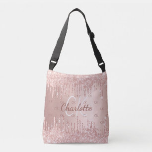 Sac Ajustable Parties scintillant rose or gouttes monogramme élé