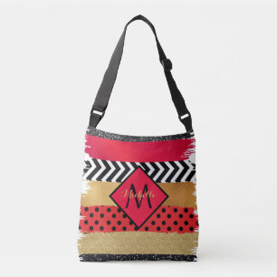 Sac Ajustable Parties scintillant rouge Noir Brush Stroke Monogr