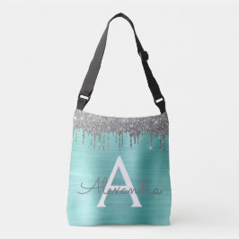 Sac Ajustable Parties scintillant Turquoise argentée en métal br