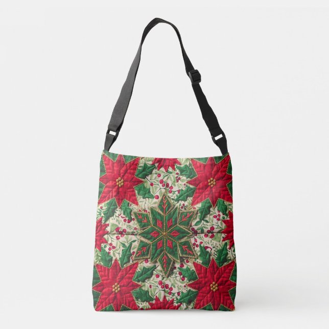 Sac Ajustable Patchwork vert et rouge floral flocon de neige (Dos)