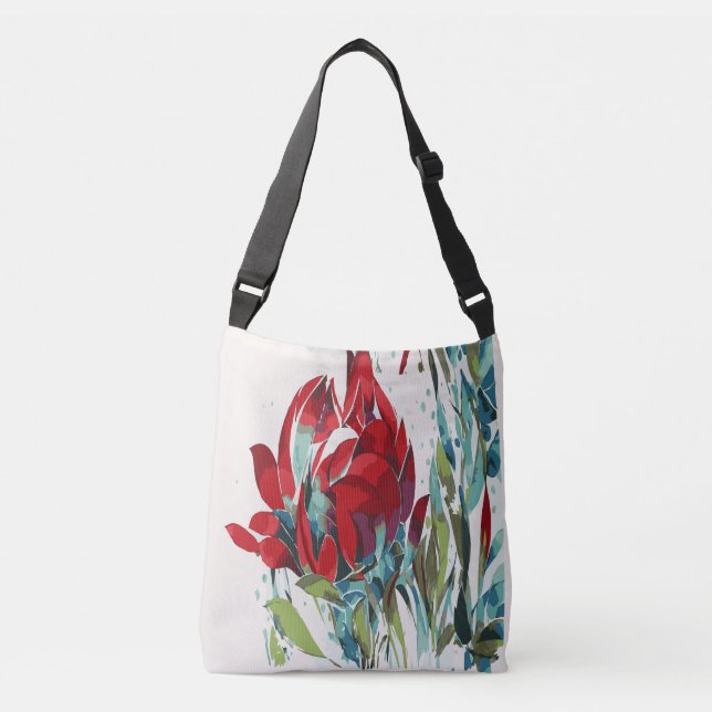 Sac Ajustable Pavot Abstrait sur dentelle croisée artisanale Fou (Devant)