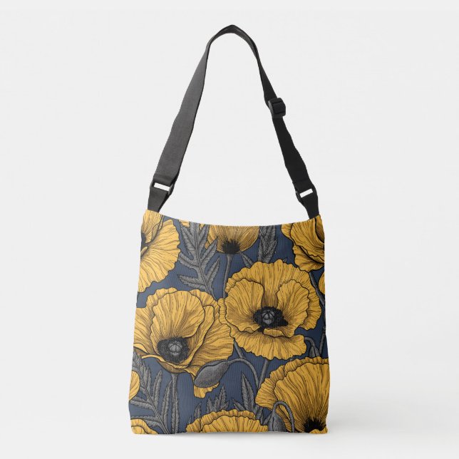 Sac Ajustable Pavot jaune sur la marine (Devant)