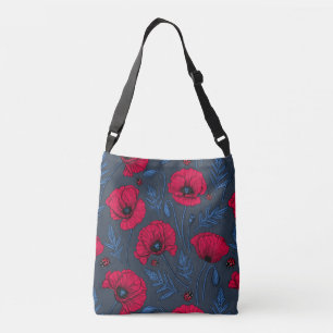 Sac Ajustable Pavot rouge et coccinelle bleu foncé