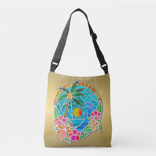 Sac Ajustable Paysage d'été Palmier Océan Aqua et Or