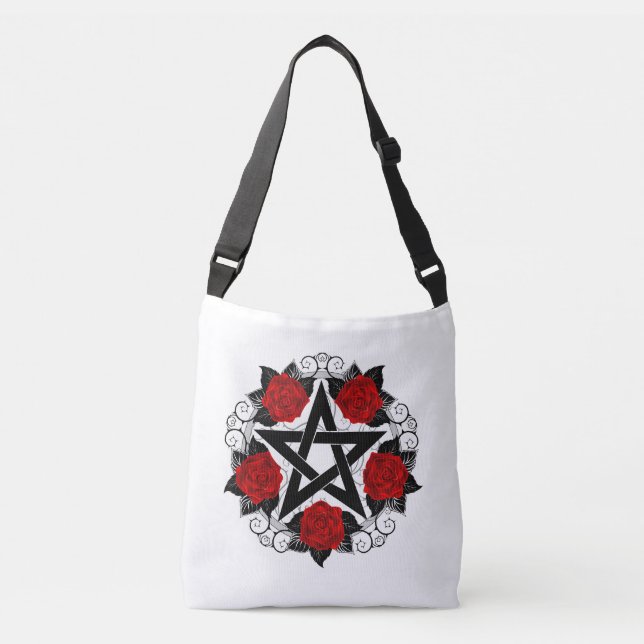 Sac Ajustable Pentagramme aux roses rouges (Devant)