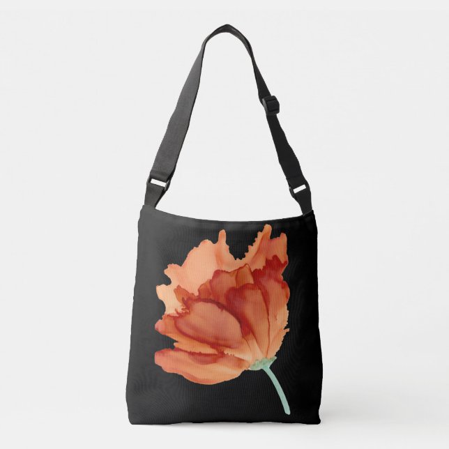 Sac Ajustable Personnalisable Orange Poppy peint main (Devant)