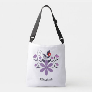 Sac Ajustable Personnalisé élégant floral violet gris violet