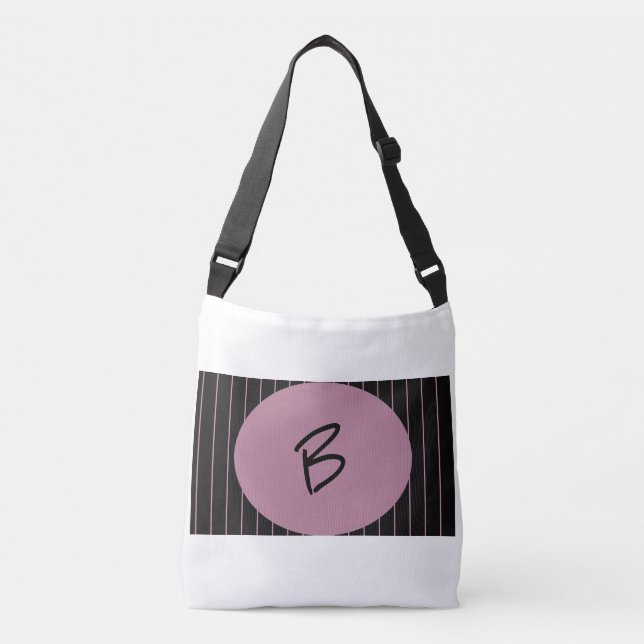 Sac Ajustable Personnalisé noir et rose rayé (Devant)
