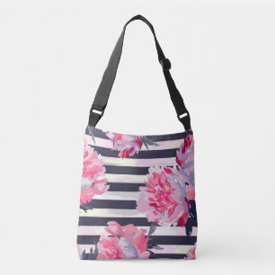 Sac Ajustable Pivoine rayée rose prépa côtière