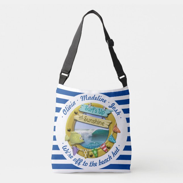 Sac Ajustable Plage d'été Bleue de la Marine Nautique (Devant)