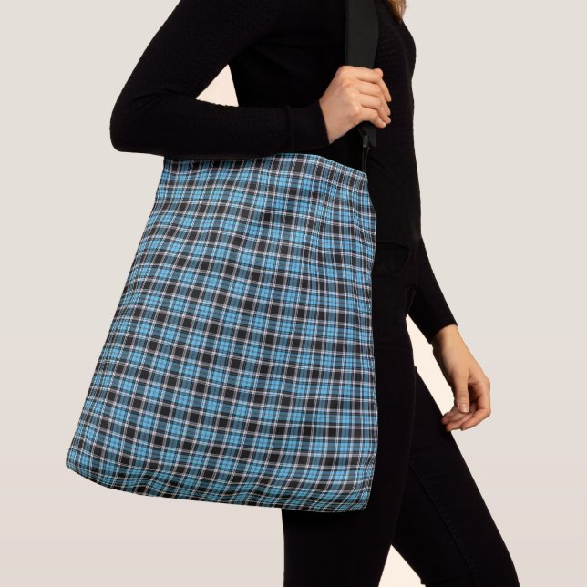 Sac Ajustable Plaid-Bleu-Classique-Emballage-Épaule-Sacs (De près)