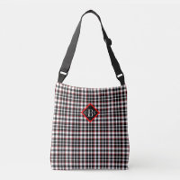 Plaid gris noir blanc rouge Crossbody Fourre-tout