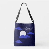 Pleine Lune Souriante avec Nuages : Bleu Foncé