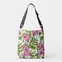 Pois doux et bourdons, rose, vert et blanc
