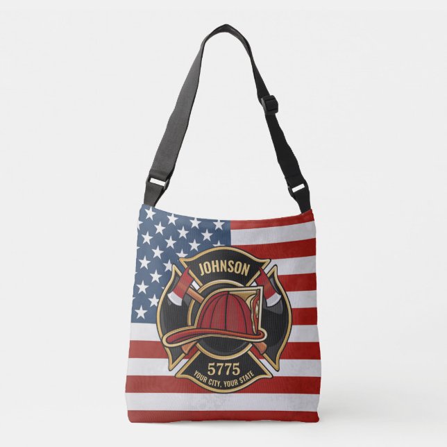 Sac Ajustable Pompier Secourt incendie Département USA Drapeau p (Devant)