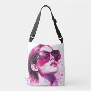 Sac Ajustable Portrait de femme de mode chic aquarelle