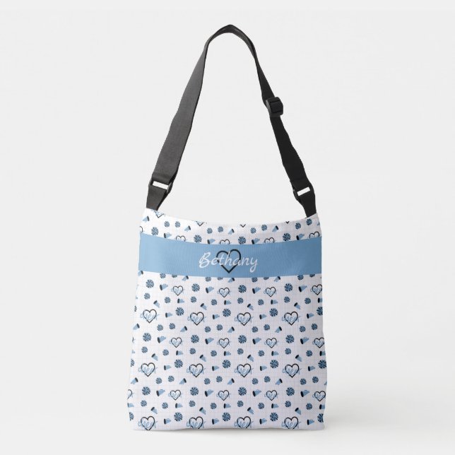 Sac Ajustable Poudre Bleu Coeurs de la poire, Pom Poms, Mégaphon (Devant)