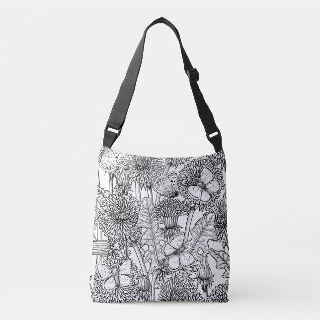 Sac Ajustable Pré Dandelion en noir et blanc (Devant)