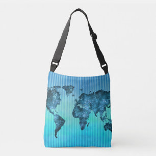 Sac Ajustable Rayures bleues au néon de la carte   du monde