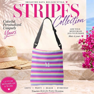 Sac Ajustable Rayures Colorées avec Monogramme Script